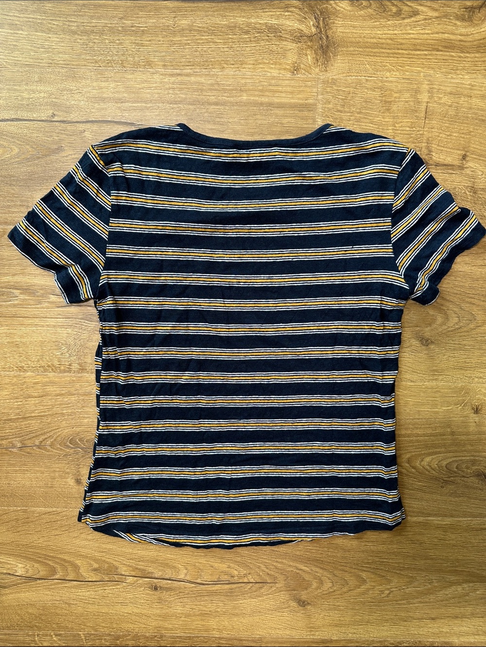 Frame 100% Linen Navy Striped Tee Size Medium - Picture 4 of 7